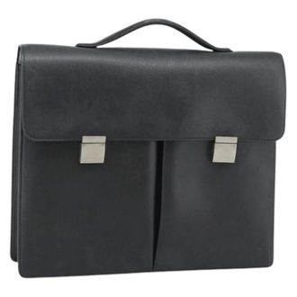Louis Vuitton Pre-owned Taiga Leren Aktetas - Dames - Pre-owned - Zwart - Maat: ONE Size Leer