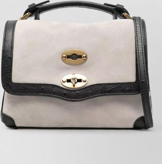 Zanellato mini bag suede texture gold tone hardware