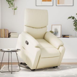 vidaXL Vidaxl - Sill&oacute;n Reclinable Elevable Cuero Artificial Color Crema