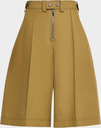 Christopher John Rogers Cotton Twill Wide-Leg Culottes