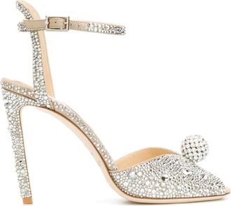 Jimmy Choo London Schoenen, Dames, Grijs, 37 EU, Kristal Naakt Sandalen