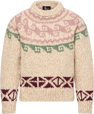 Moncler Moncler Geometric Jacquard Wool Blend Sweater, Women, Beige, Size: L