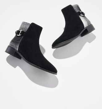 Talbots Tish Buffalo Check Link Ankle Boots - Black - 10 1/2 M Talbots