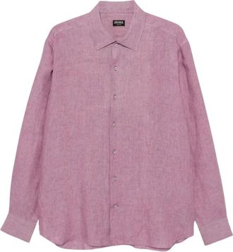 Ermenegildo Zegna Overhemd met lange mouwen - Heren - Casual Overhemden - Roze - L - Overhemden