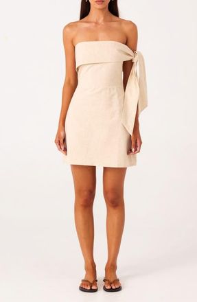 SNDYS Jaymie Strapless Linen & Cotton Minidress in Natural at Nordstrom, Size X-Small