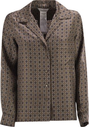 Max Mara Mxmdisco halb tailliertes, bedrucktes Seidenhemd