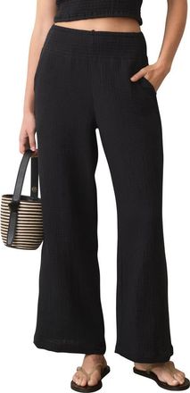 Marine Layer Isla Pull-On Double Cloth Wide Leg Pants in Black at Nordstrom, Size X-Small