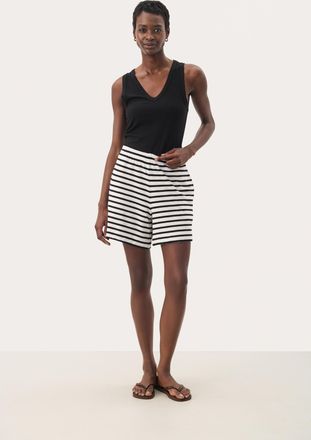Part Two Short Loose fit Black and Eggnog Stripe black white