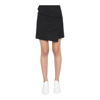 Alexander McQueen Asymmetrische Gedrapeerde Rok - Dames - Rokken - Zwart - Maat: S Wol