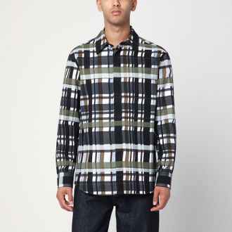 Bottega Veneta Green/black/white check pattern shirt