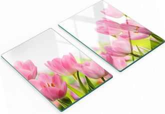 OEM Tablas De Servir De Cristal Para Cocina Con Estampado De Tulipanes Rosas, 2 X 40 X 52 Cm