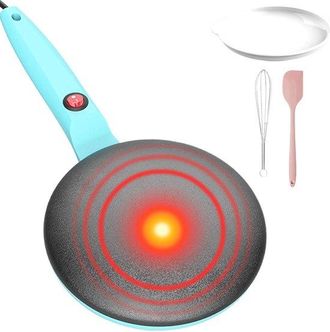 OEM M&aacute;quina El&eacute;ctrica Para Hacer Panqueques Y Crepes - Prepara Desayunos R&aacute;pidos - Control Autom&aacute;tico De Temperatura - 18 Cm - Azul