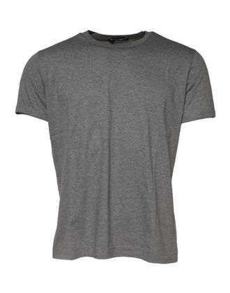 Dolce & Gabbana Mens Gray Cotton Crew Neck Short Sleeves T-Shirt
