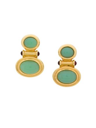 Susan Caplan Vintage 1990s Vintage Elizabeth Taylor Cabochon Earrings - Oro