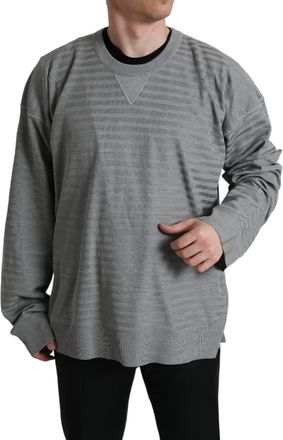 Dolce & Gabbana Gray Crewneck Pullover Silk Top Mens Sweater