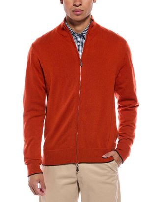 N.Peal N.Peal Knightsbridge Full Zip 100% Cashmere Mock Neck Sweater