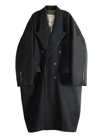 Ziggy Chen wool blend double-breasted coat - Black
