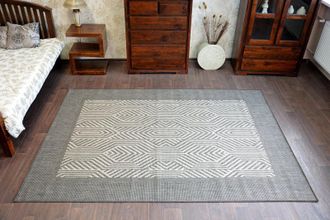 RugsX Rugsx - Alfombra De Cuerda Sisal Flat 48779/637 Flores Gris/crema Grey 120x170 Cm