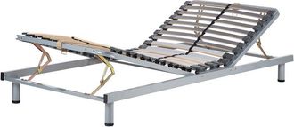 Beliani Somier Ajustable Manualmente Individual 90 X 200 Cm Con Patas Listones De Madera Marco De Acero Comfort
