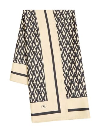 Valentino Garavani Toute La V print scarf - women - Silk - One Size - Neutrals
