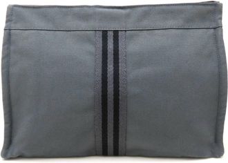 Herm&egrave;s Gray Canvas Clutch Bag (Pre-Owned)