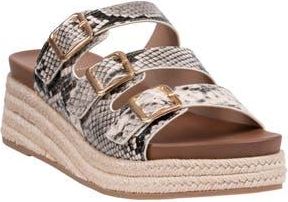 Good Choice Shoes Fabulist Buckle Espadrille Platform Wedge Sandal in Natural Snake at Nordstrom Rack, Size 7.5