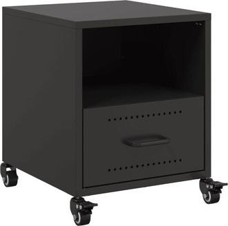 vidaXL Bedside Cabinet Black 36x39x43.5 cm Steel Vidaxl