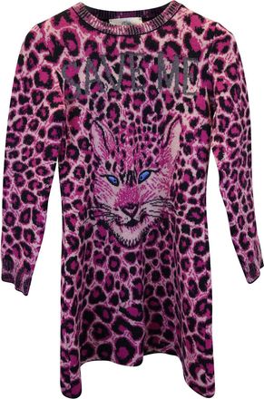 Alberta Ferretti Save Me Leopard-print Knit Sweater in Pink Virgin Wool