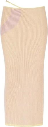 GCDS Gcds, Rokken, Dames, Roze, M, Polyester, Comma Ribbed Longuette Rok