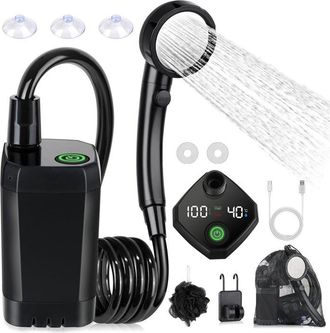 OEM Kit De Ducha Port&aacute;til Para Camping Tuserxln, Con Bomba De Ducha El&eacute;ctrica Recargable, Pantalla Inteligente Y Cabezal De Ducha De 4 Modos