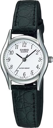 Casio Womens Black Leather Watch with White Dial - LTP-1094E-7BRDF