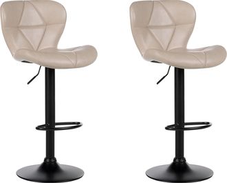 Beliani Beliani - Conjunto De 2 Sillas De Bar Cocina Modernos De Altura Ajustable Tapizado Piel Sint&eacute;tica Beige Claro Valetta Ii