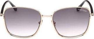 Tom Ford Fern 57mm Square Sunglasses in Shiny Rose Gold /Smoke at Nordstrom Rack