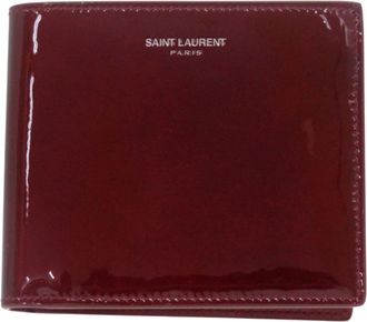 Saint Laurent Bordeaux Red Color Patent Leather Wallet (Bi-Fold) (Pre-Owned)