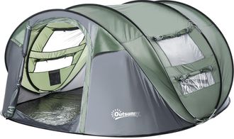 OUTSUNNY 4-5 Person Family Pop-up Waterproof Camping Tent w/ 2 Mesh Windows & PVC Windows Portable Carry Bag | TJ Hughes