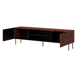 Dmora Mueble Para Tv Cesara: Un Estante, 2 Puertas, Con Patas De Metal, 200x42x57h Cm, Marr&oacute;n Terracota