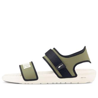Puma Softride Slide White Dark Green Moss 375104-09