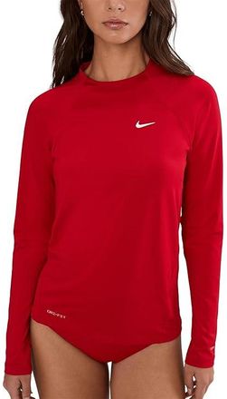Nike Dri-FIT UV Long Sleeve Hydroguard Womens Swimwear Gym Red : LG, Polyester/Spandex