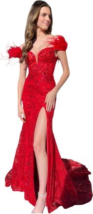 Sherri Hill Sequin Leaf Lace Embroidered Gown