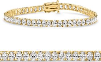Pompeii3 10Ct Oval Diamond Tennis Bracelet 14k Gold 7 Lab Grown