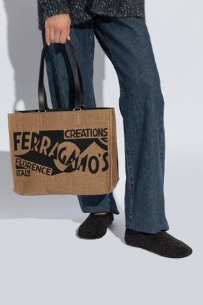 Ferragamo Shopper Type Bag, Womens, Beige