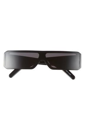 Rick Owens Gethshades Rectangular Shield Sunglasses in Black Temple/black Lens at Nordstrom