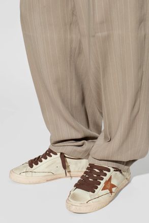 Golden Goose Super-Star With List Destroyed Sports Shoes, Mens, Cream
