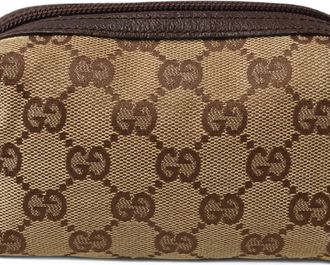 Gucci Beige Brown Gg Canvas Pouch (Pre-Owned)