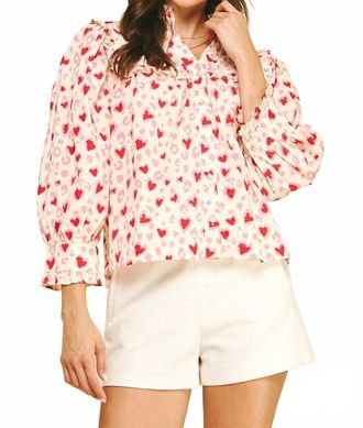 Pinch Design Am&eacute;lie Heart Print Blouse In Pink