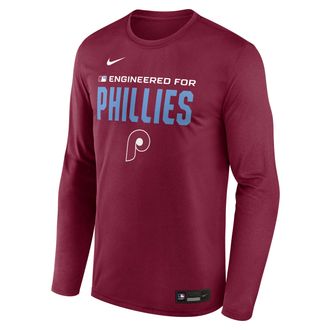 Nike Philadelphia Phillies Authentic Collection Team Issue Nike Mens Dri-FIT MLB Long-Sleeve T-Shirt in Red | 02TJ69XPP-Q92