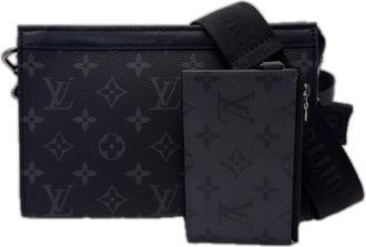 Louis Vuitton Black Coated Canvas Leather Pouch Shoulder Bag (Pre-Owned)