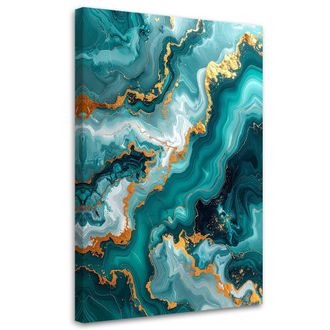 Feeby Cuadro En Lienzo Abstracci&oacute;n De M&aacute;rmol Glamour En Turquesa 70x100