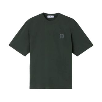 Stone Island T-Shirts, male, Green, S, Compass Patch T-Shirt in Juniper