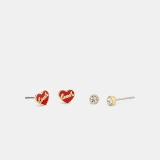 Coach Womens Heart Stud Earring Set - Multicolour Metal - One Size